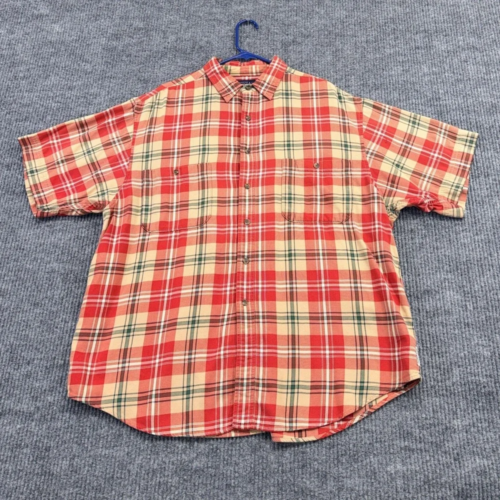 Abercrombie & Fitch Shirt Mens Large Madras Red Plaid Short Sleeve Button Up